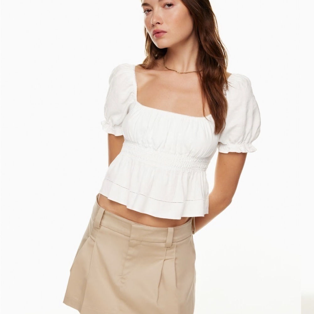 Aritzia Sunday Best Linen Blend Brown Chocolate Top - Picture 5 of 5